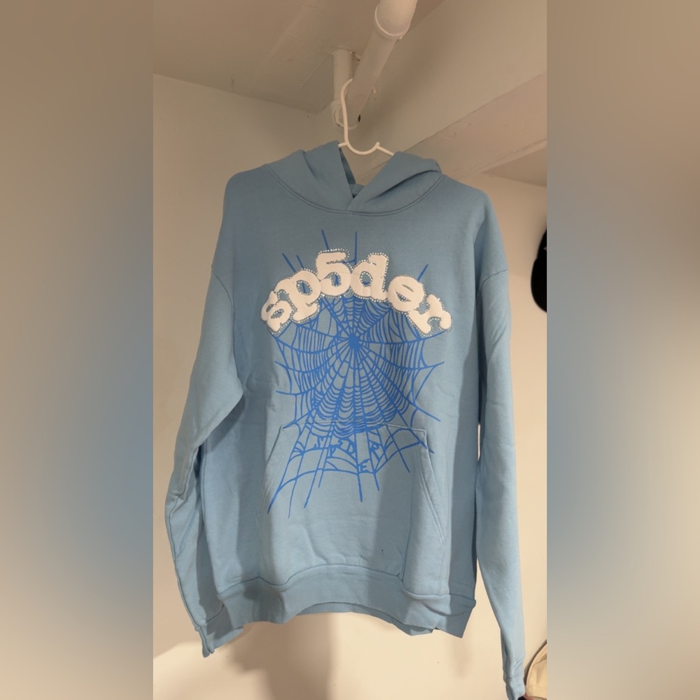 Sp5der Web Hoodie Sky Blue